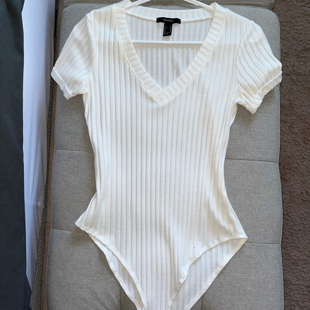 White Ribbed Bodysuit